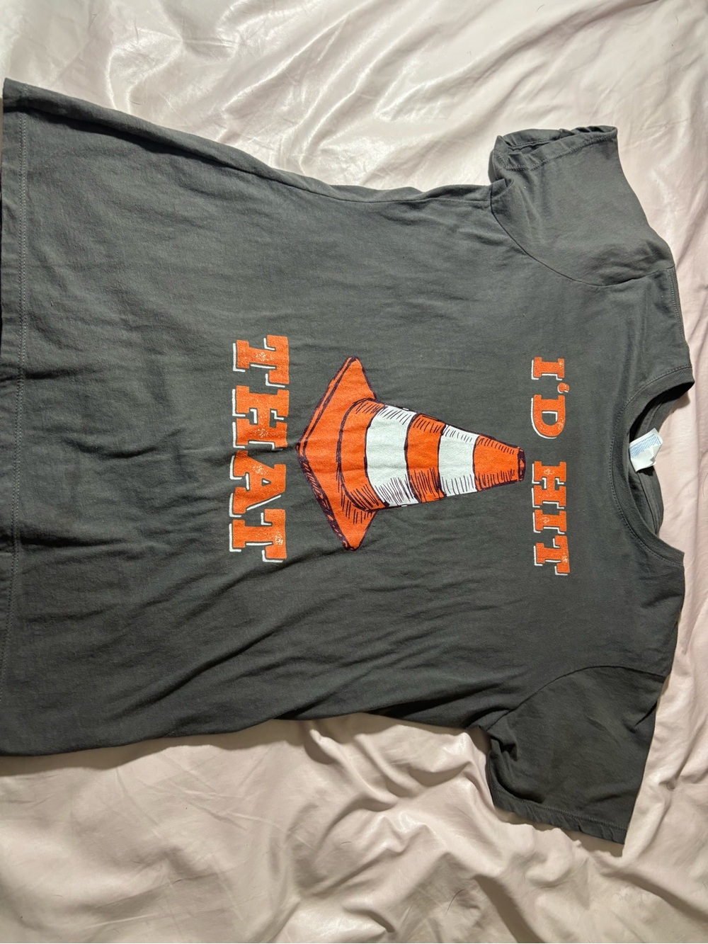 Men's Graphic Tee - Black with Orange Traffic Cone